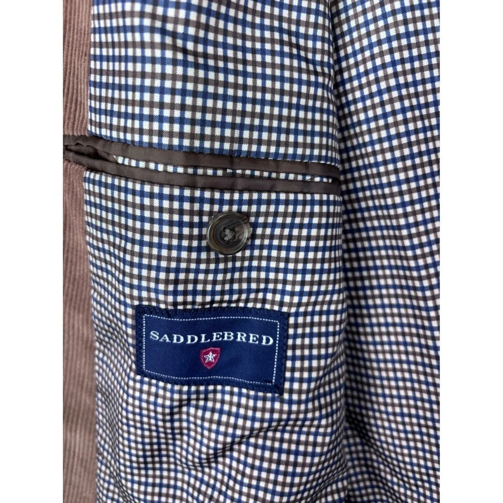 Saddlebred Mens Corduroy Blazer Tan Brown Sport Coat 56R Cotton 2-Button Lined